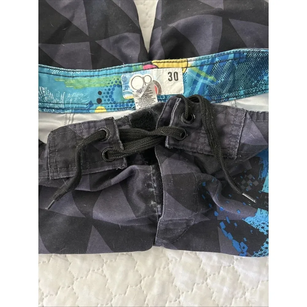 Adult Mens Womens OP Ocean Pacific Swim Wear Shorts Size 30 Vintage Abstract Geo